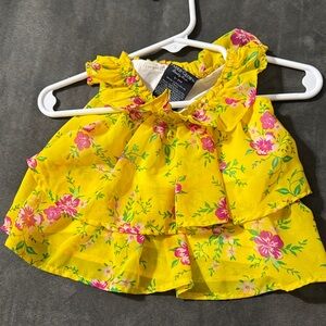 Faded Glory Yellow Dress with Pink Floral Design